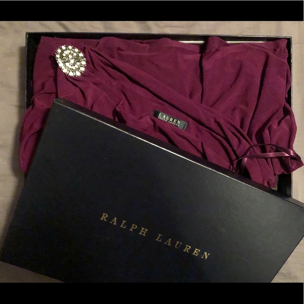 Ralph Lauren Asymmetrical/One Shoulder Plum Gown